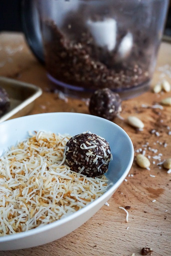 No Bake Almond Coconut Energy Balls- gluten free, vegan