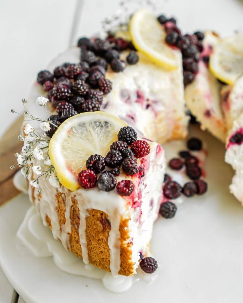 Lemon Berry Angel Food Cake