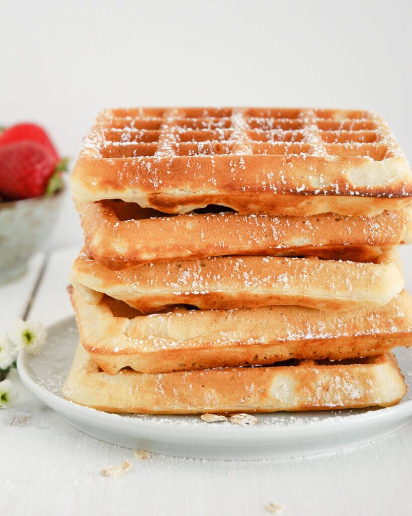 Oat Waffles with Rhubarb Ginger Compote